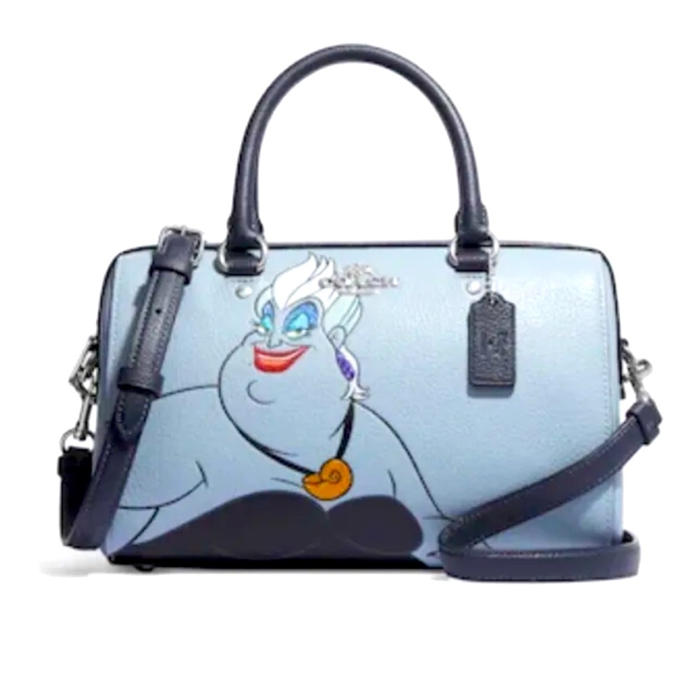 Disney X Coach Rowan Satchel with Ursula Motif Ice Blue Multi NWT